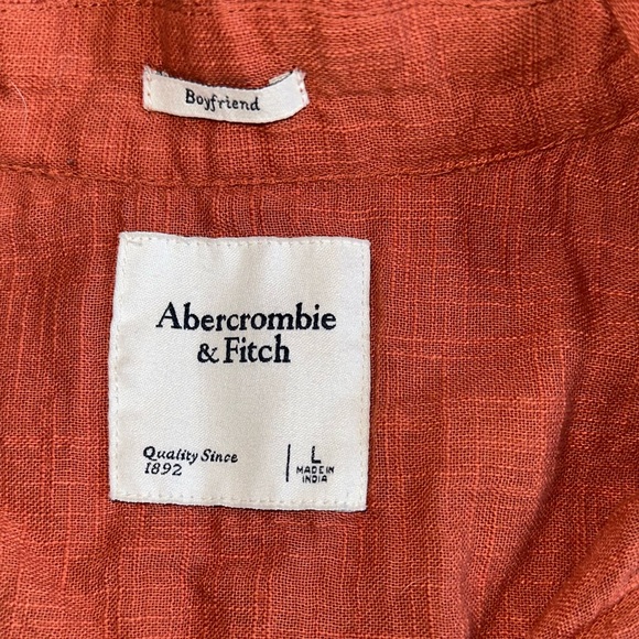 Abercrombie & Fitch linen long sleeve button shirt women’s Large - Picture 3 of 3